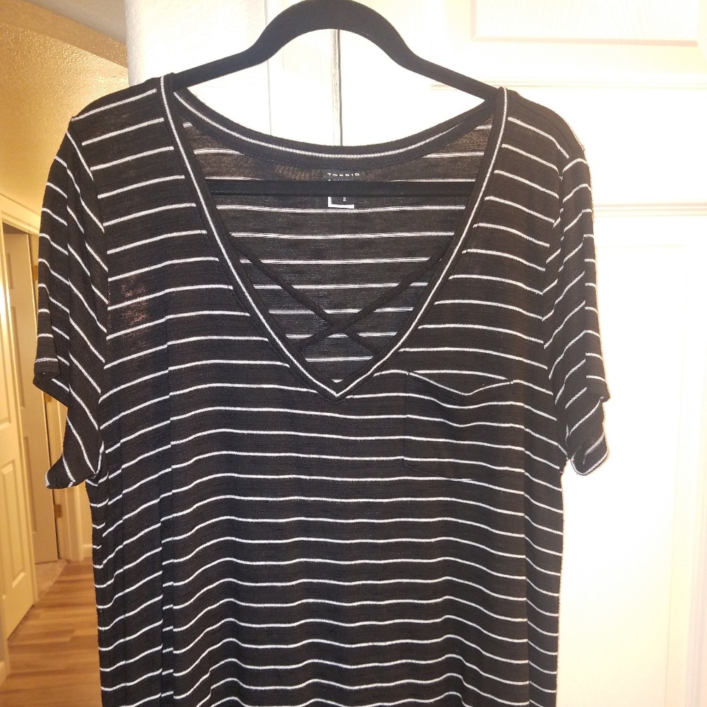 Black and white striped tee